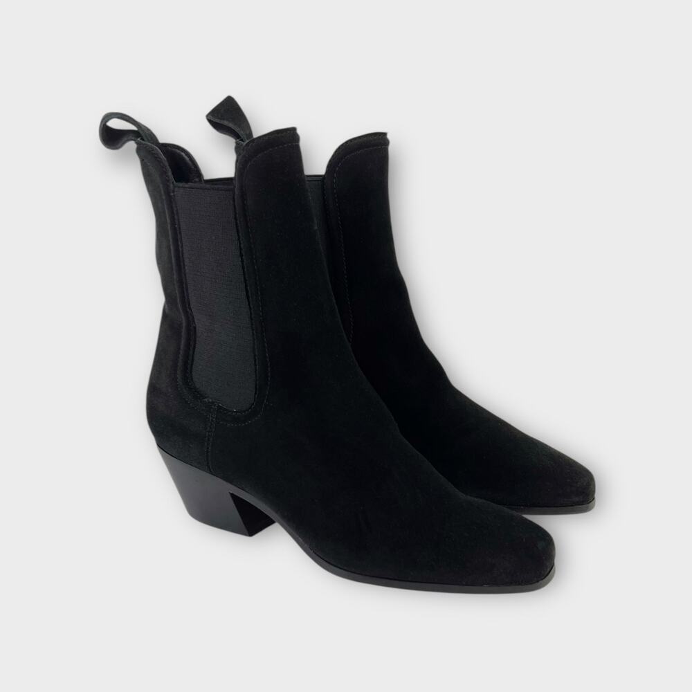 Veronica Beard Lada Suede Chelsea Ankle Booties Black Size 5